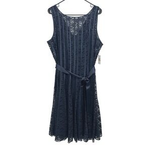Navy‎ Lace Formal Dress Plus Size Romantic Wedding Guest Cocktail Dress NWT